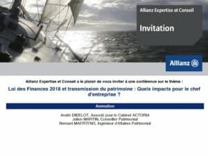 ALLIANZ et Actoria sur la transmission le 10 avril 2018 (Sophia-Antipolis), transmission d'entreprises en Tunisie